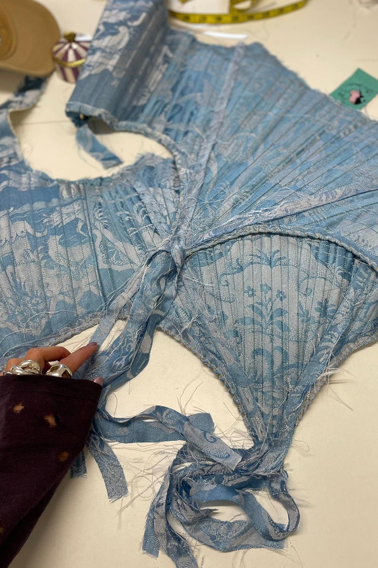 corsetto celesta damascato