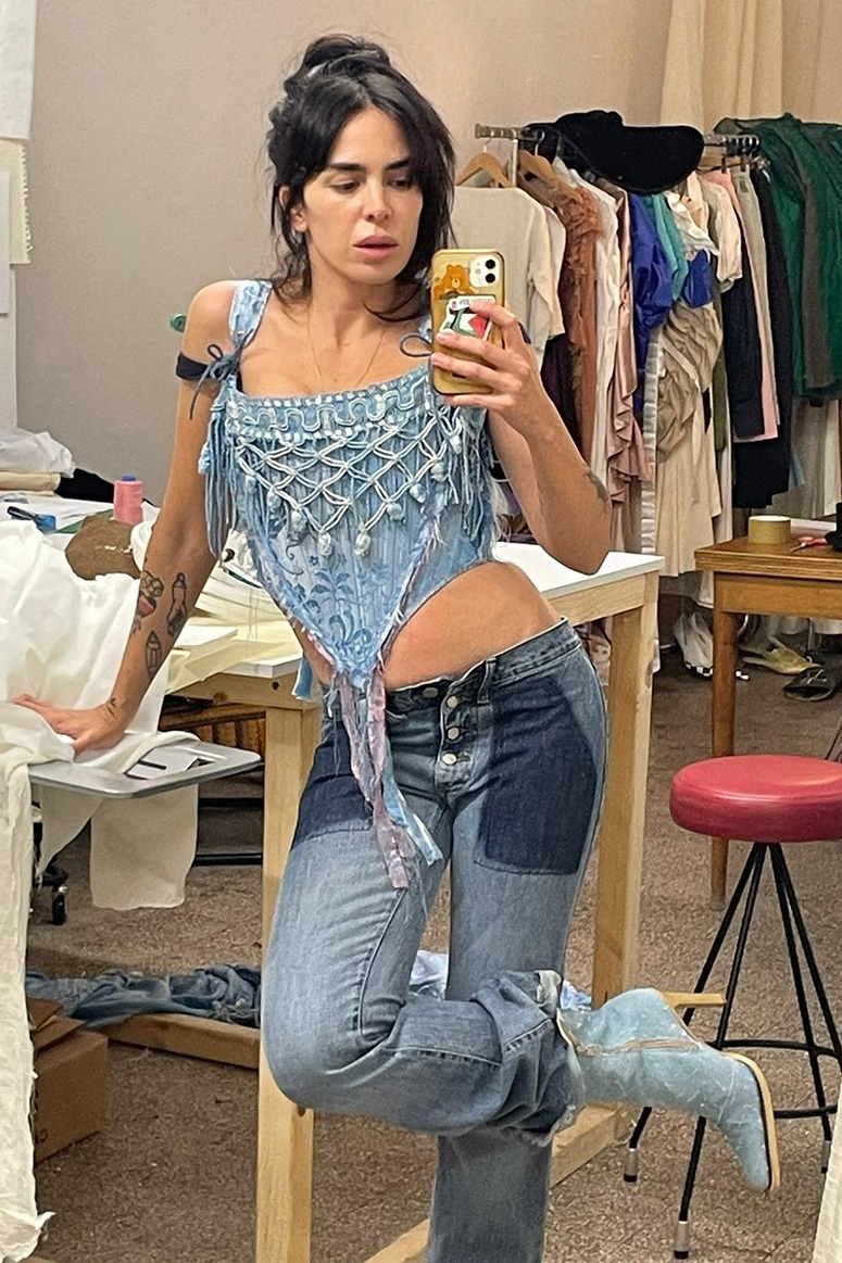 corsetto celesta damascato